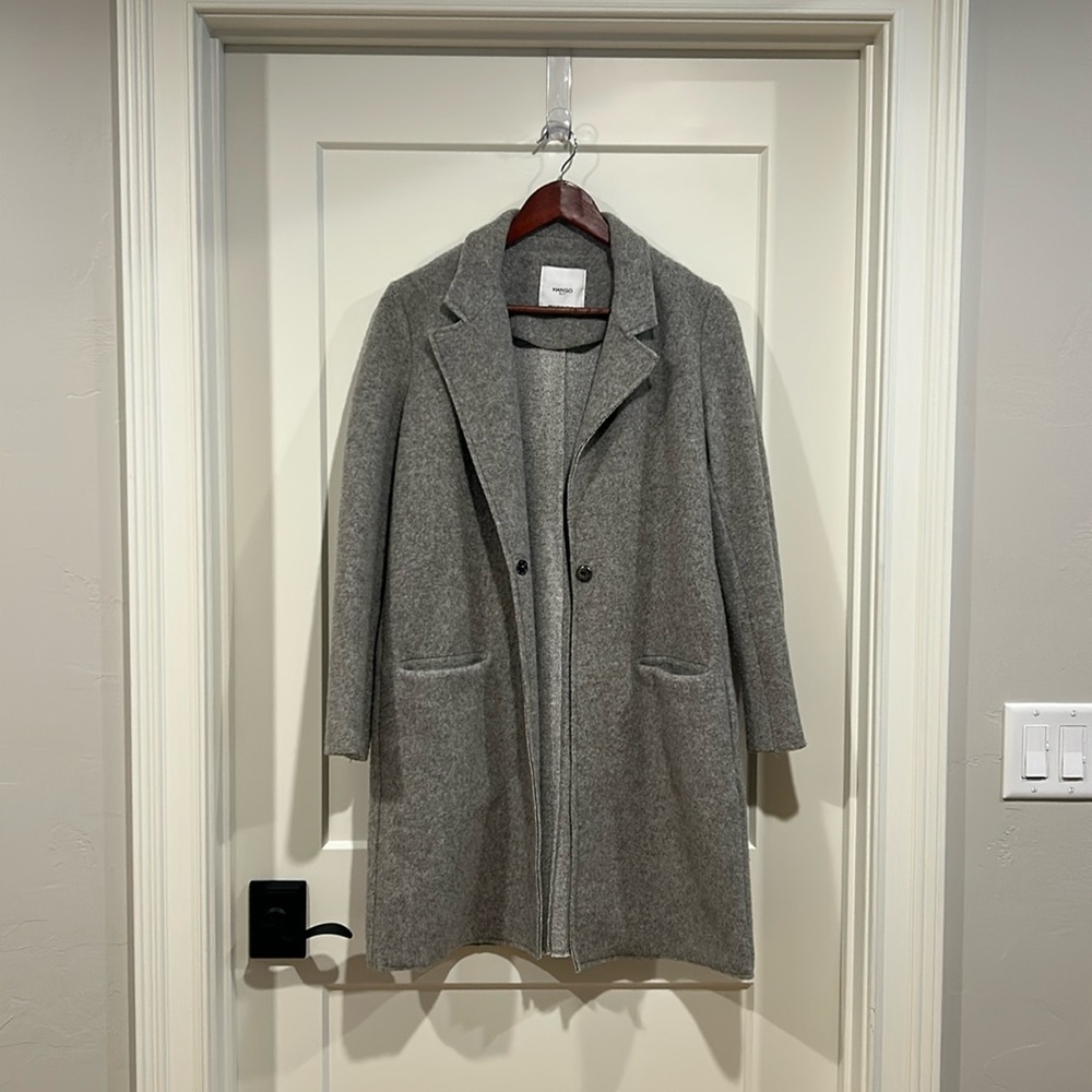 Mango Gray Wool Blend Long Coat
